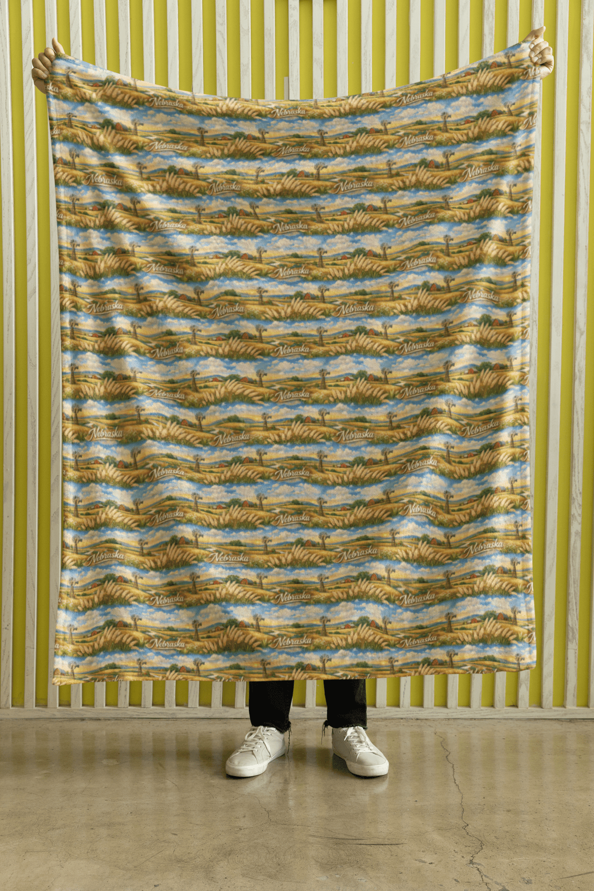 Nebraska Prairie Horizon Sherpa Blanket - London Penny Gift Wrap