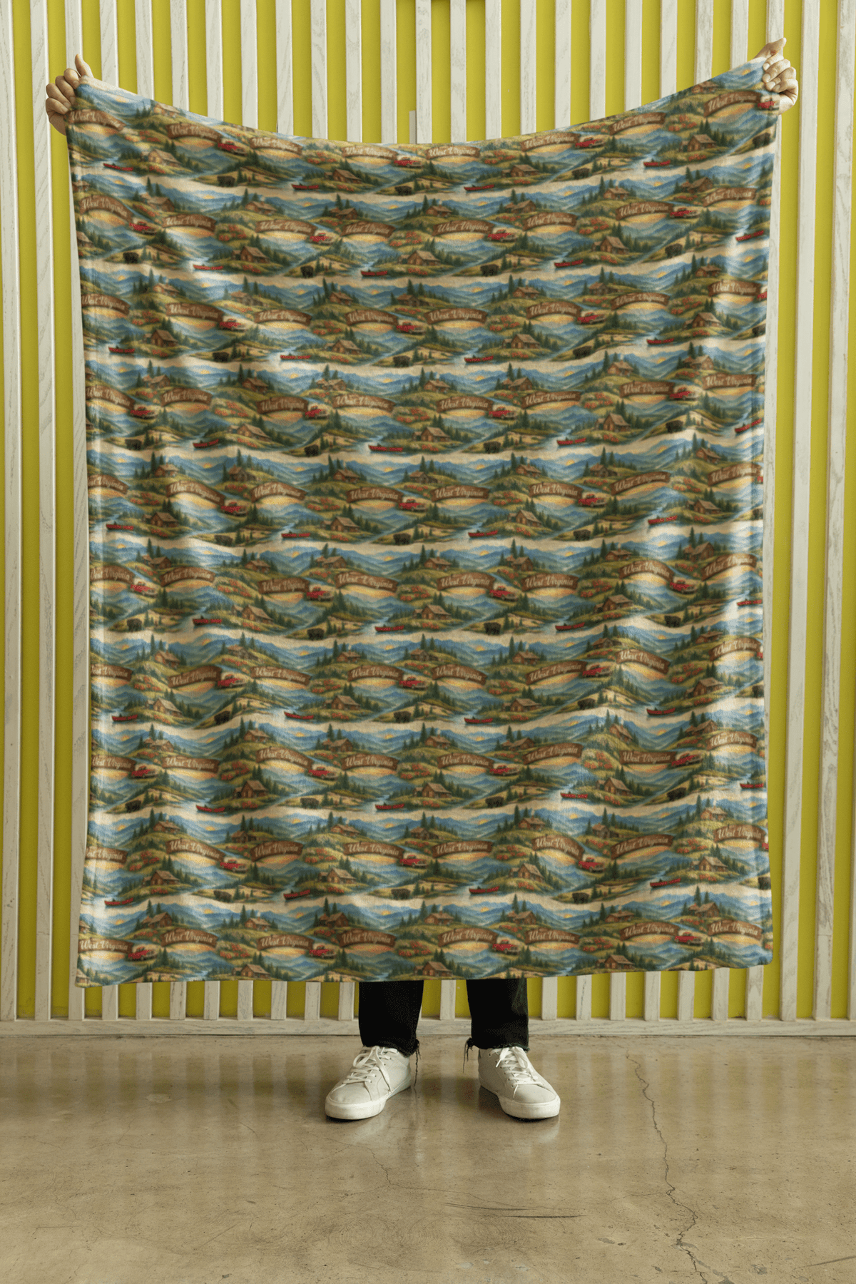 West Virginia Mountain Ridge Sherpa Blanket - London Penny Gift Wrap