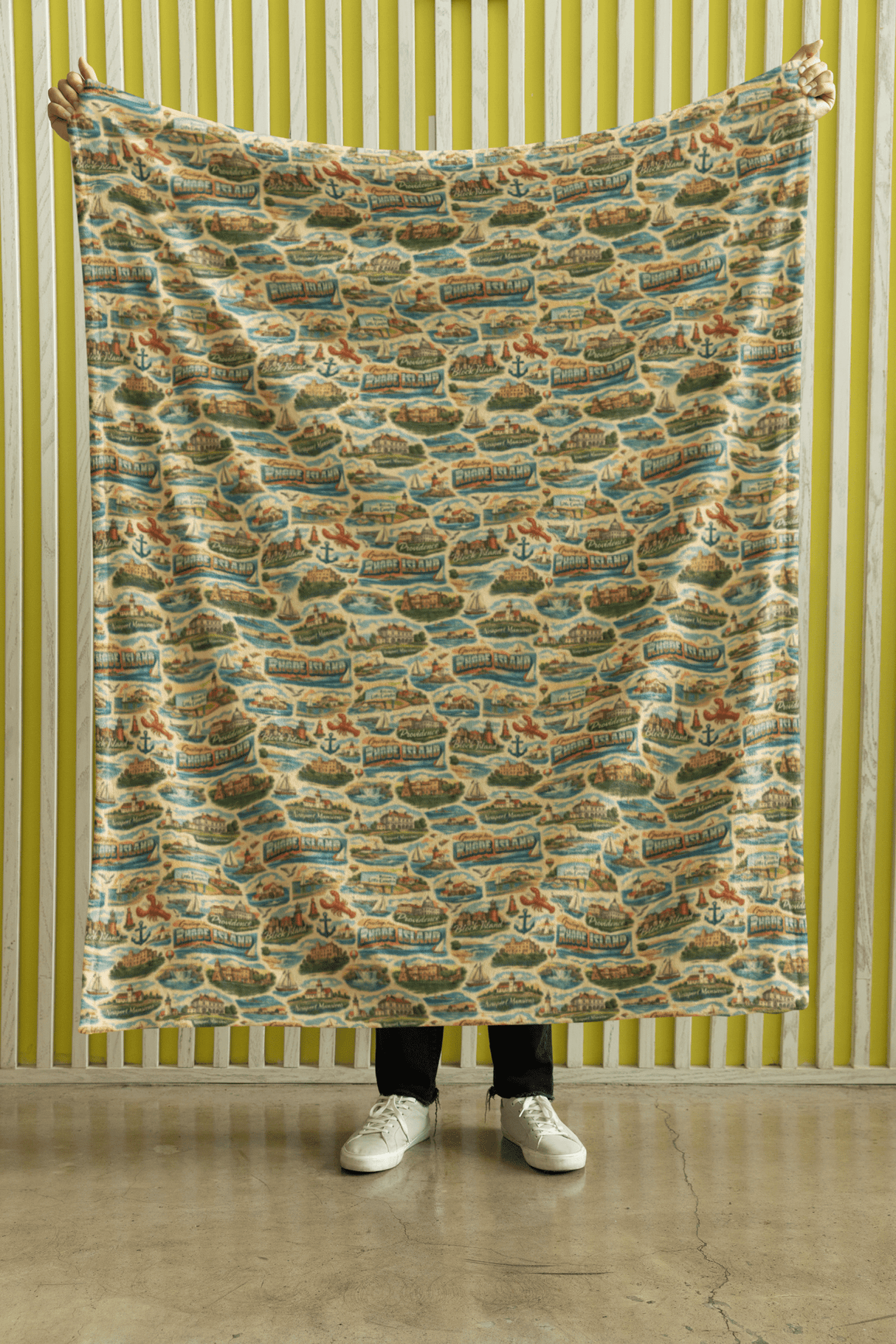 Rhode Island Postcard Memories Sherpa Blanket - London Penny Gift Wrap