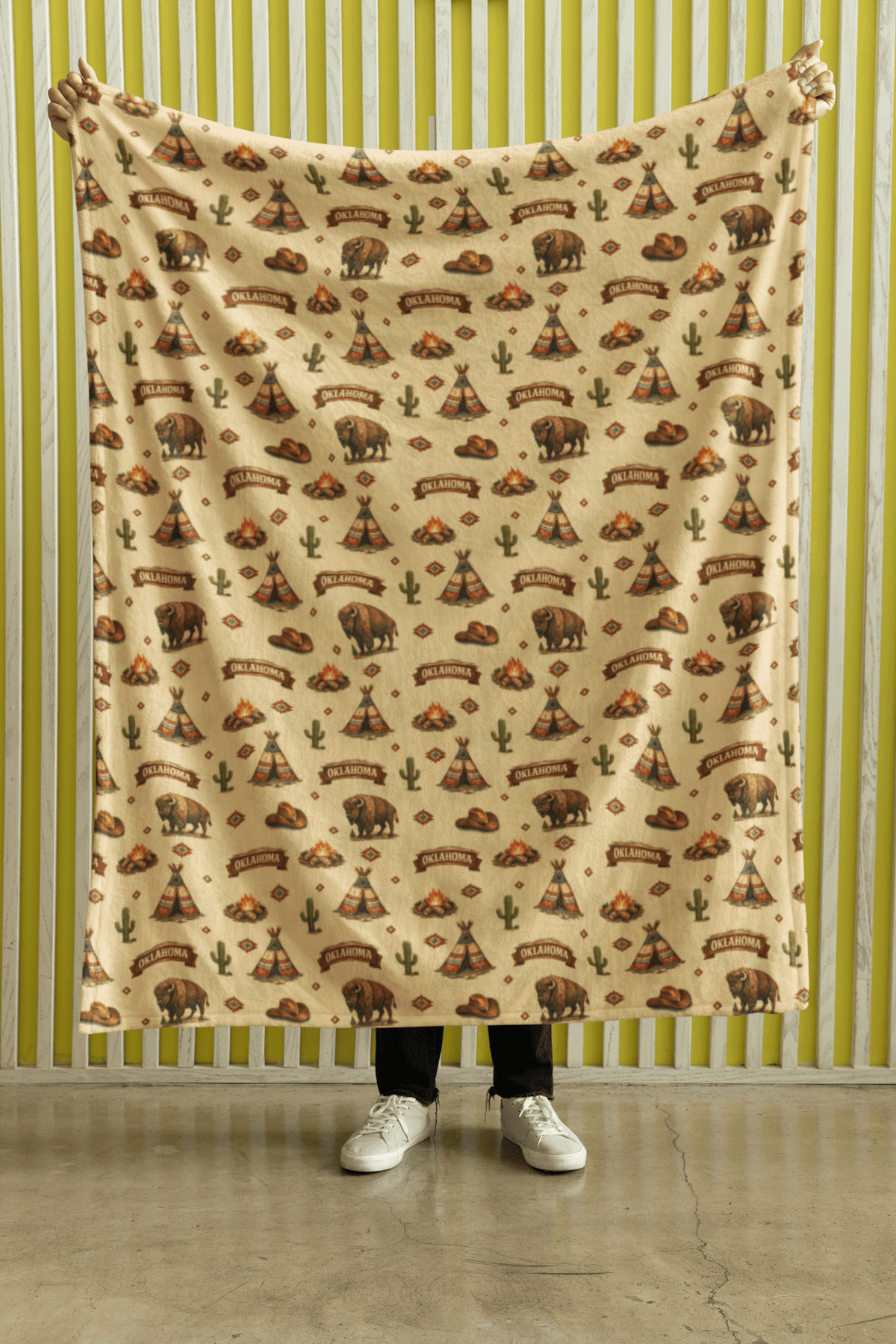Oklahoma Western Prairie Sherpa Blanket - London Penny Gift Wrap