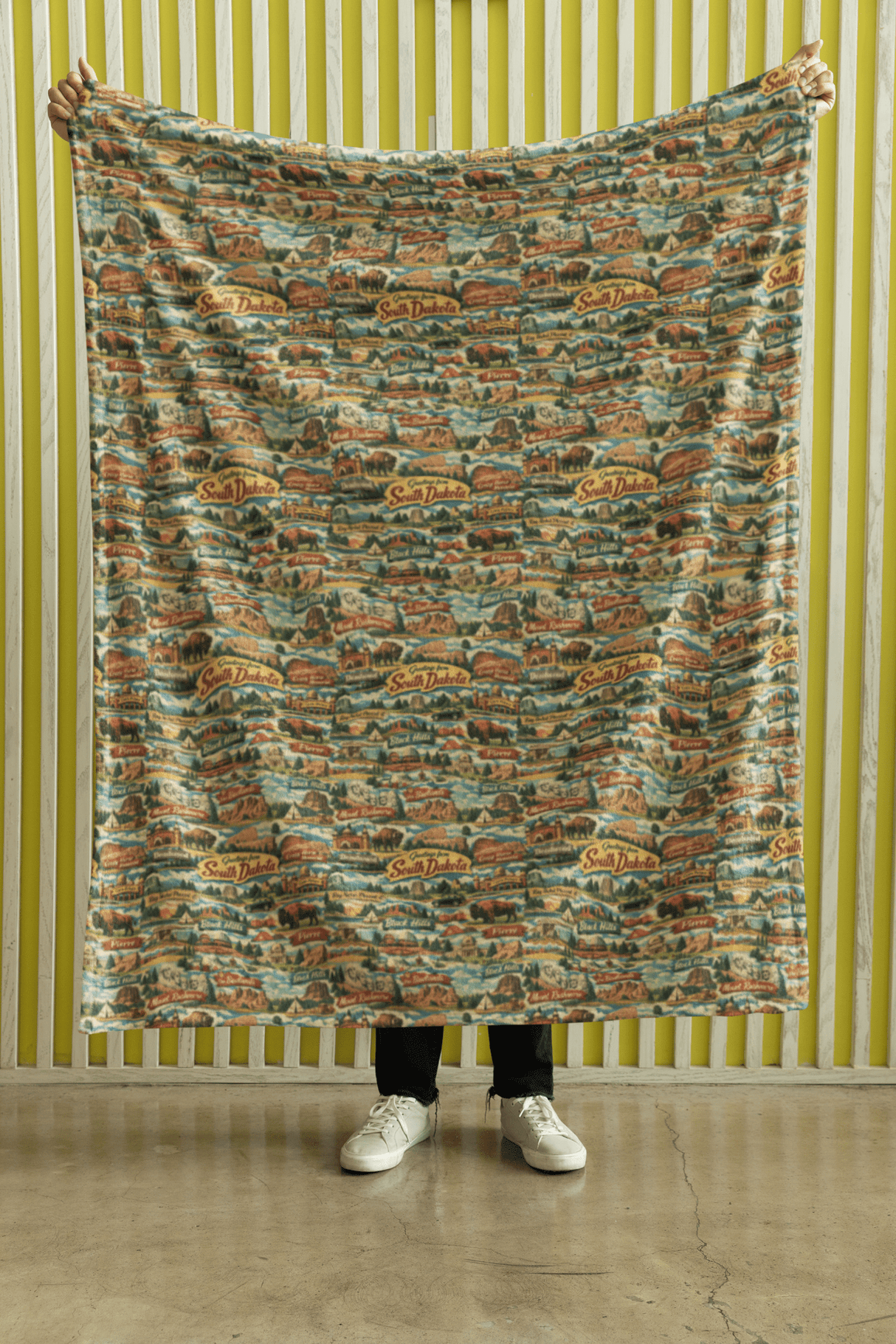 South Dakota Postcard Memories Sherpa Blanket - London Penny Gift Wrap