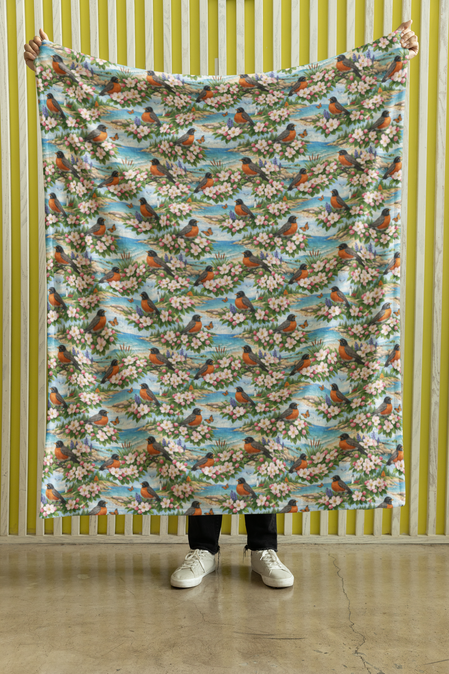 Michigan Flora & Fauna Sherpa Blanket