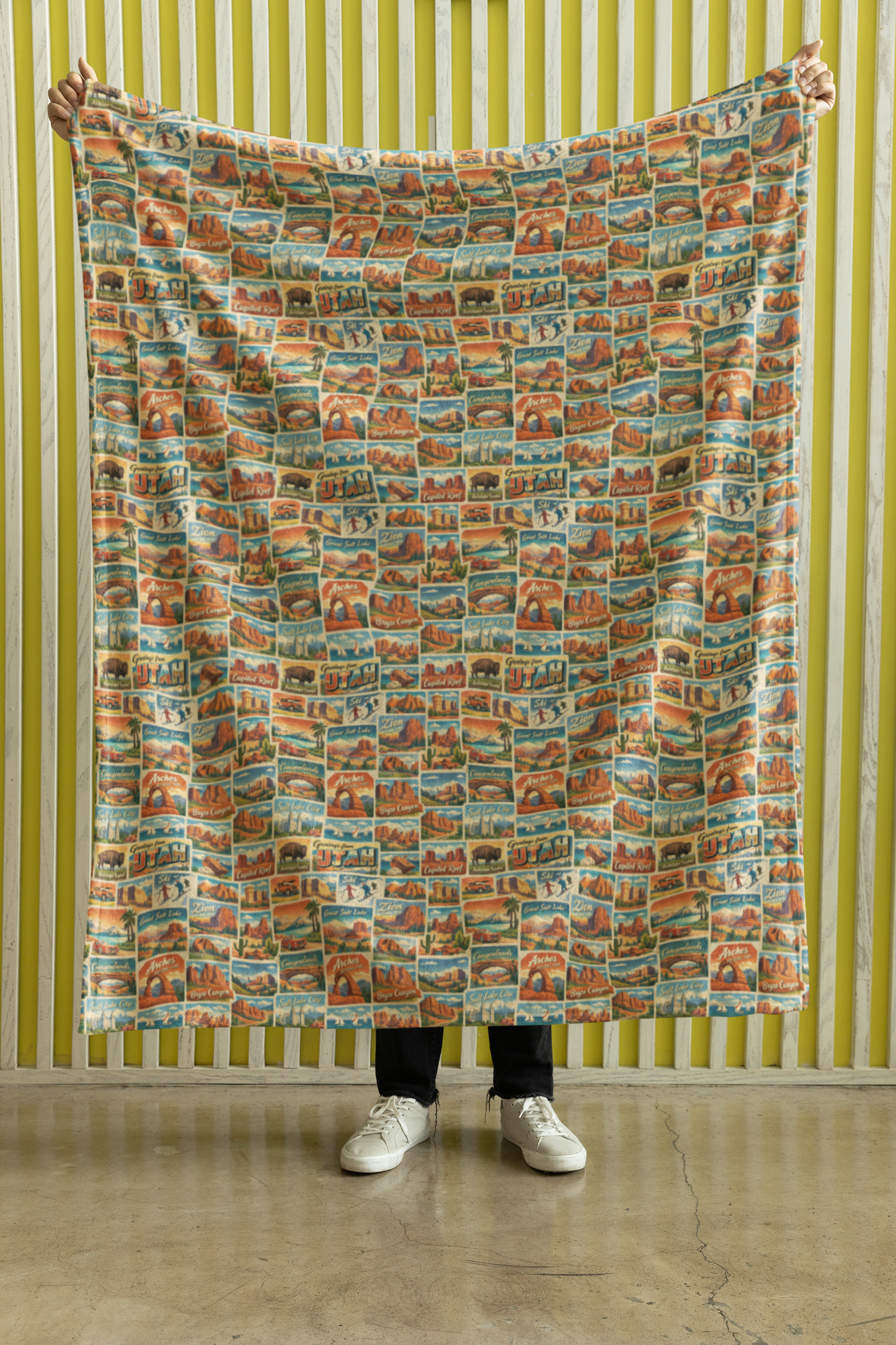 Utah Postcard Memories Sherpa Blanket