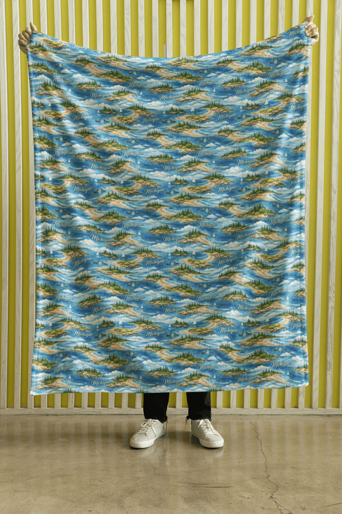 Michigan Great Lakes Calm Sherpa Blanket - London Penny Gift Wrap