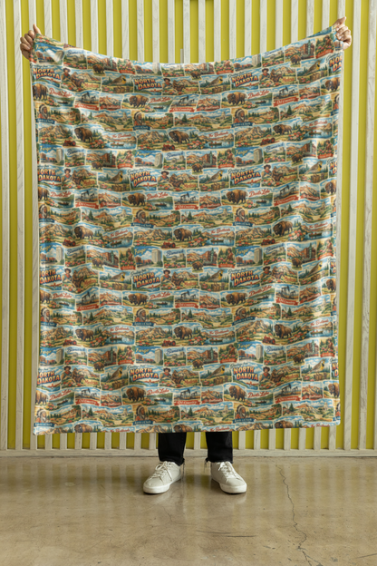 North Dakota Postcard Memories Sherpa Blanket