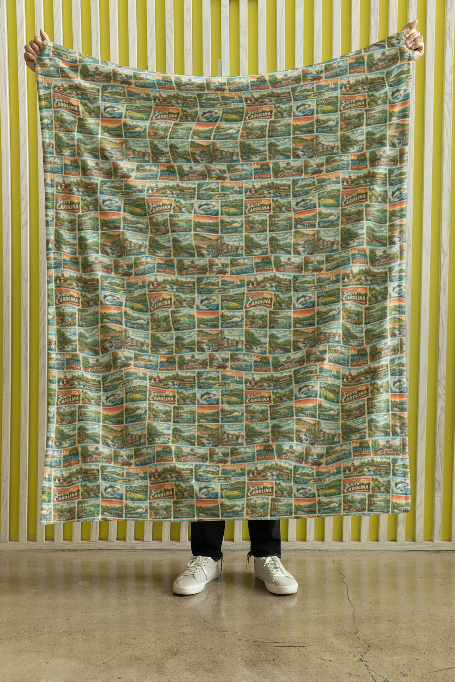 South Carolina Postcard Memories Sherpa Blanket