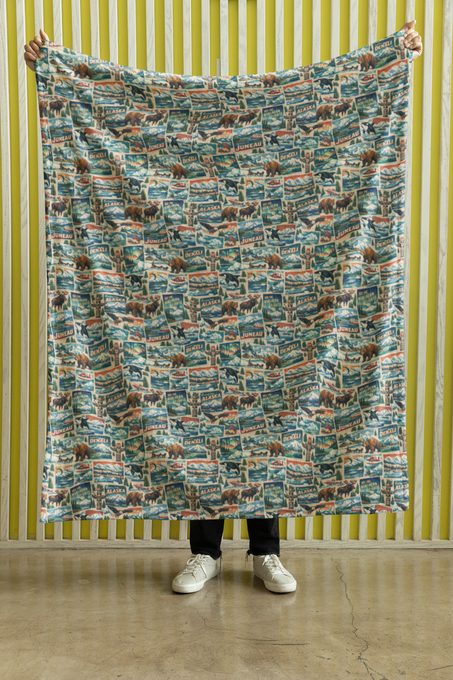 Alaska Postcard Memories Sherpa Blanket