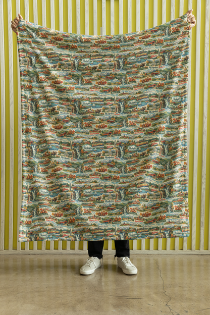 Vermont Postcard Memories Sherpa Blanket