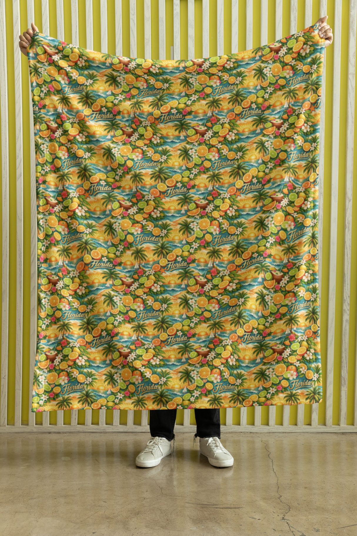 Florida Tropical Bloom Sherpa Blanket - London Penny Gift Wrap