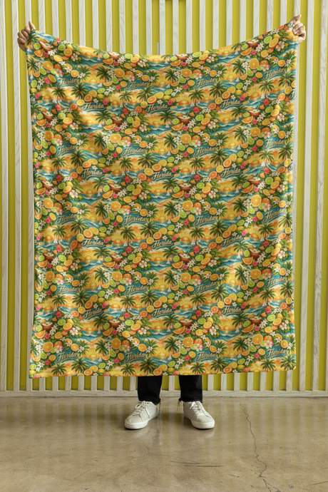 Florida Tropical Bloom Sherpa Blanket - London Penny Gift Wrap
