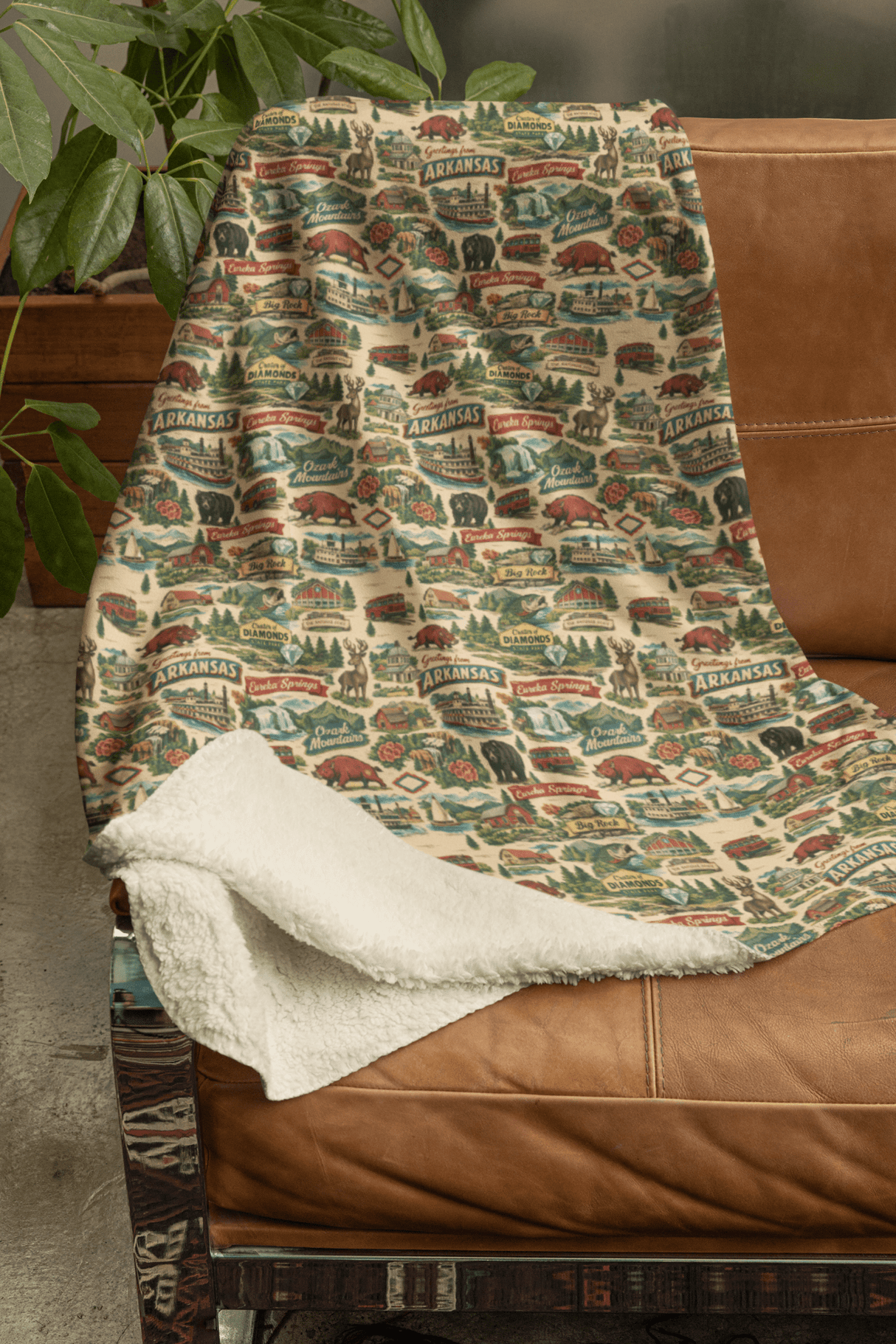 Arkansas Postcard Memories Sherpa Blanket - London Penny Gift Wrap