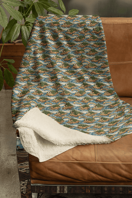 Maine Pine & Coast Sherpa Blanket - London Penny Gift Wrap