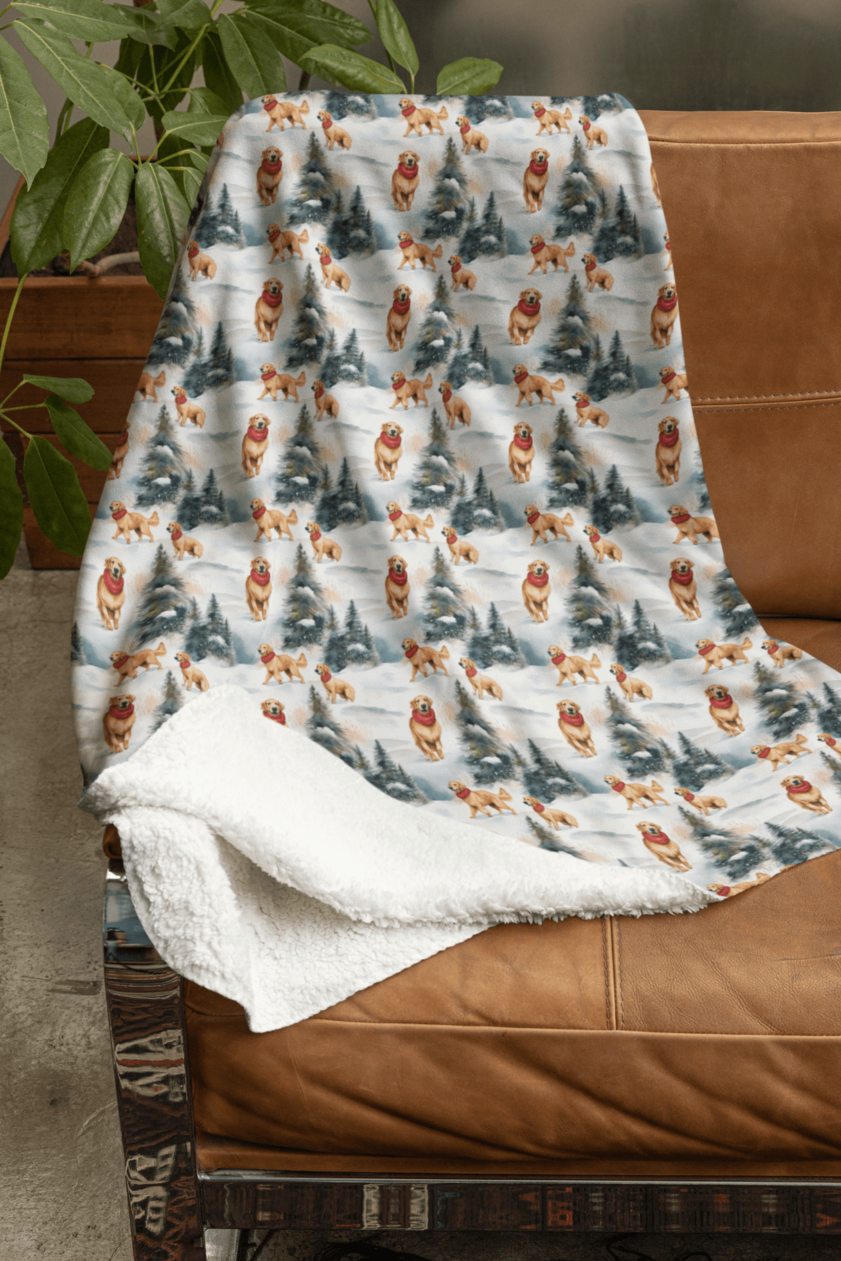 Golden Flurries Sherpa Blanket - London Penny Gift Wrap