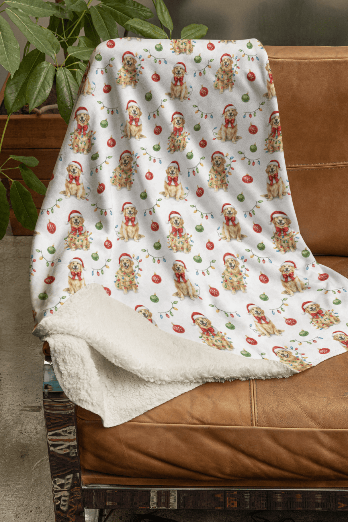 Twinkling Golden Pup Sherpa Blanket - London Penny Gift Wrap