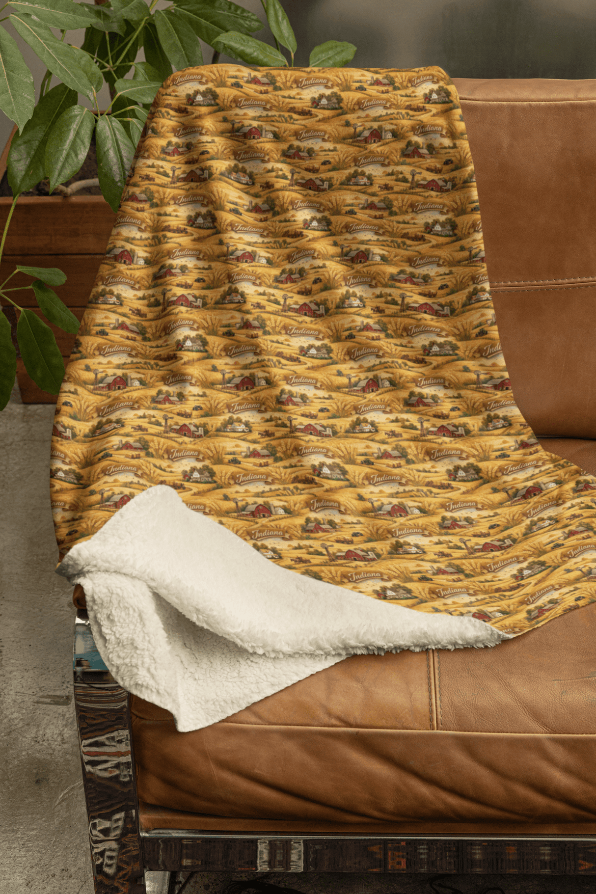 Indiana Heartland Fields Sherpa Blanket - London Penny Gift Wrap