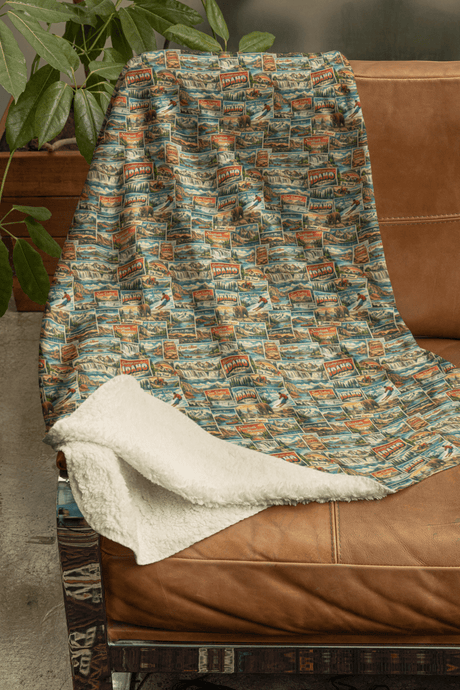 Idaho Postcard Memories Sherpa Blanket - London Penny Gift Wrap