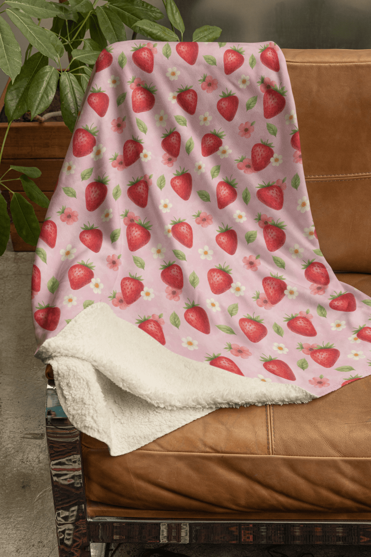 Sweet Strawberries Sherpa Blanket - London Penny Gift Wrap