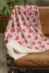 Sweet Strawberries Sherpa Blanket - London Penny Gift Wrap