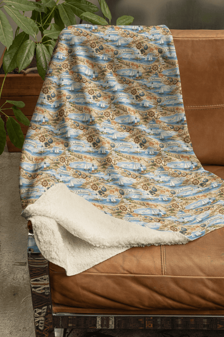 Delaware First State Shores Sherpa Blanket - London Penny Gift Wrap