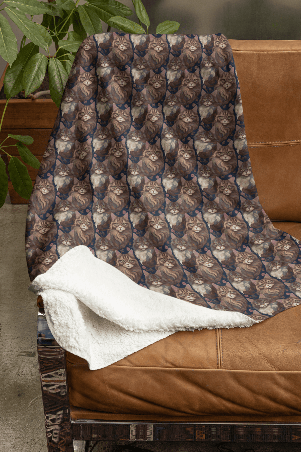 Purrfectly Maine Coon Cat Sherpa Blanket - London Penny Gift Wrap