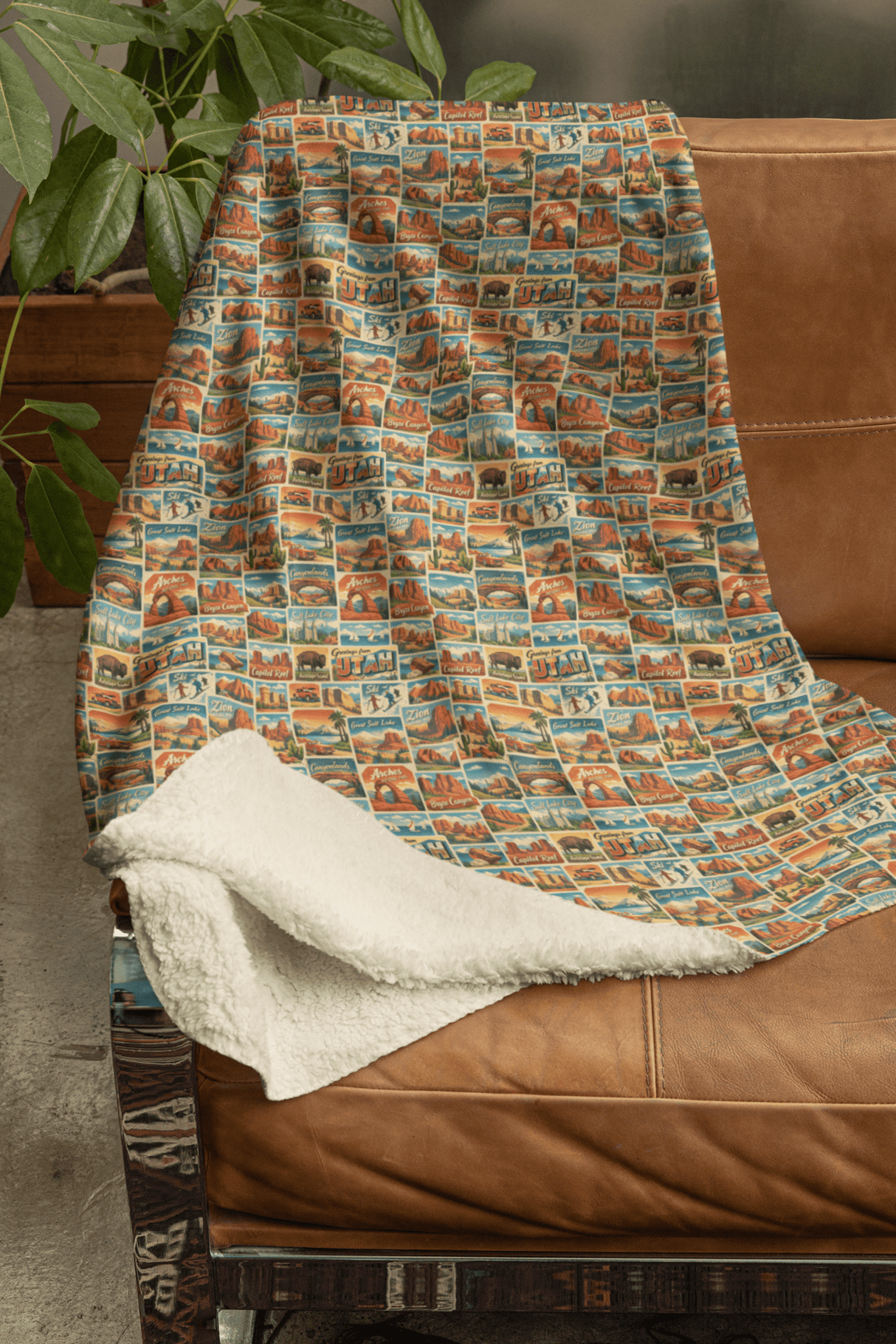 Utah Postcard Memories Sherpa Blanket - London Penny Gift Wrap
