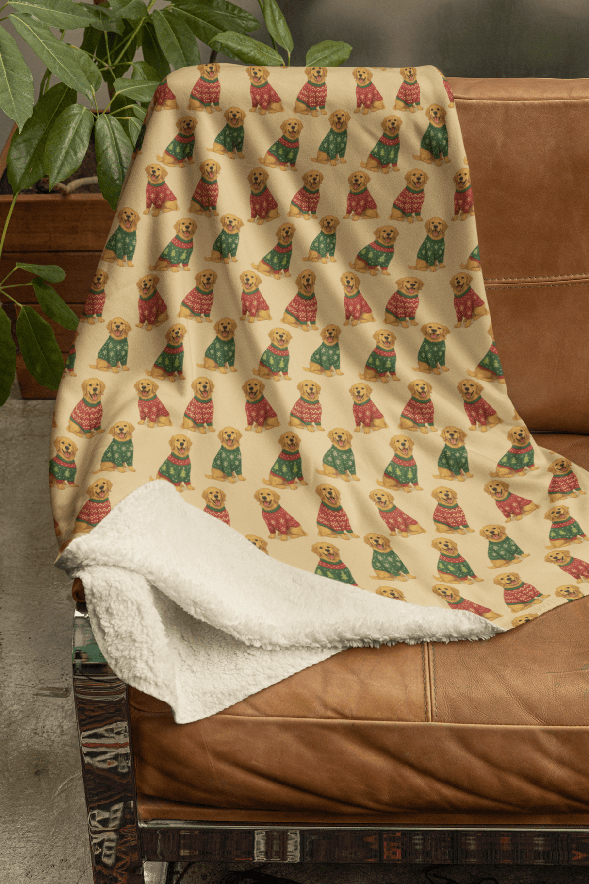 Golden Sweater Party Sherpa Blanket - London Penny Gift Wrap