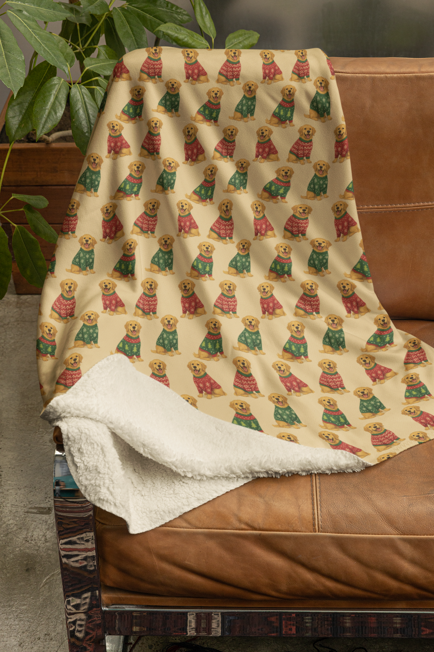 Golden Sweater Party Sherpa Blanket