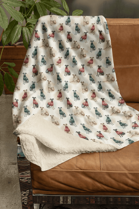 Italian Greyhound Holiday Sweaters Sherpa Blanket - London Penny Gift Wrap