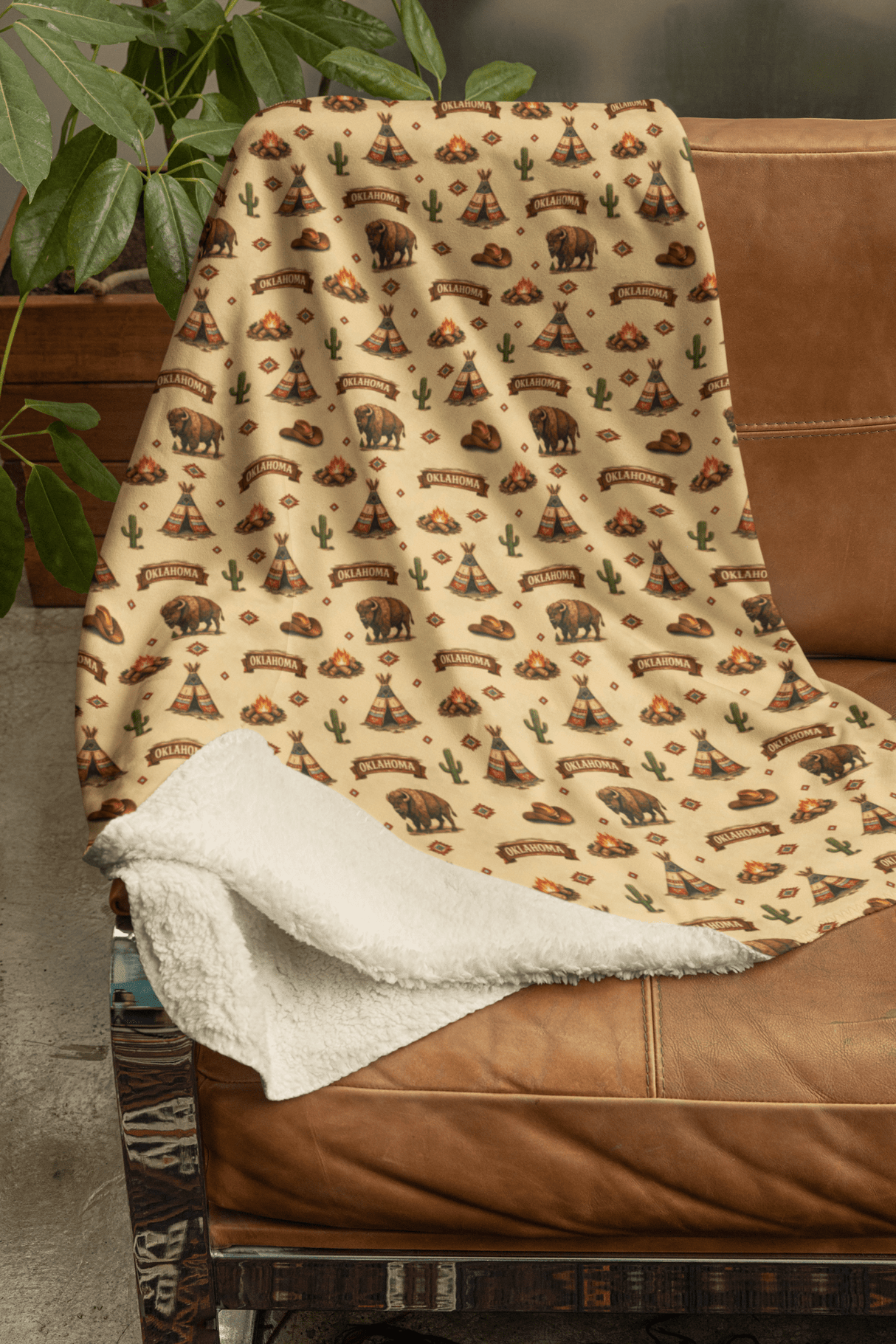 Oklahoma Western Prairie Sherpa Blanket - London Penny Gift Wrap