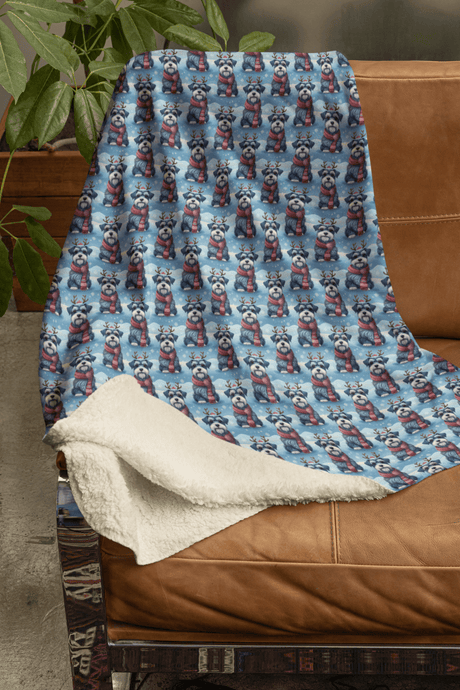 Scarved Schnauzer Cheer Sherpa Blanket - London Penny Gift Wrap