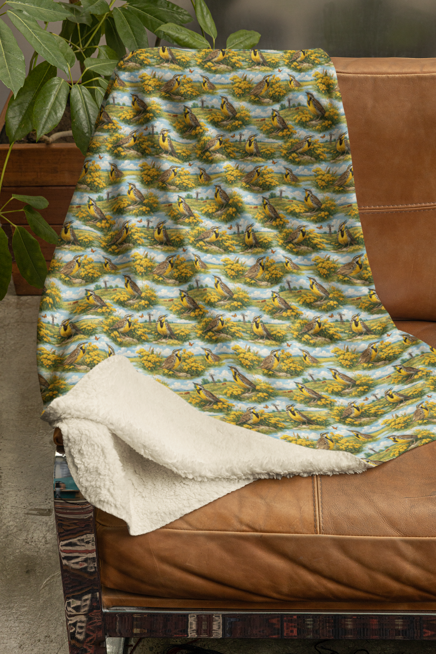 Nebraska Flora & Fauna Sherpa Blanket