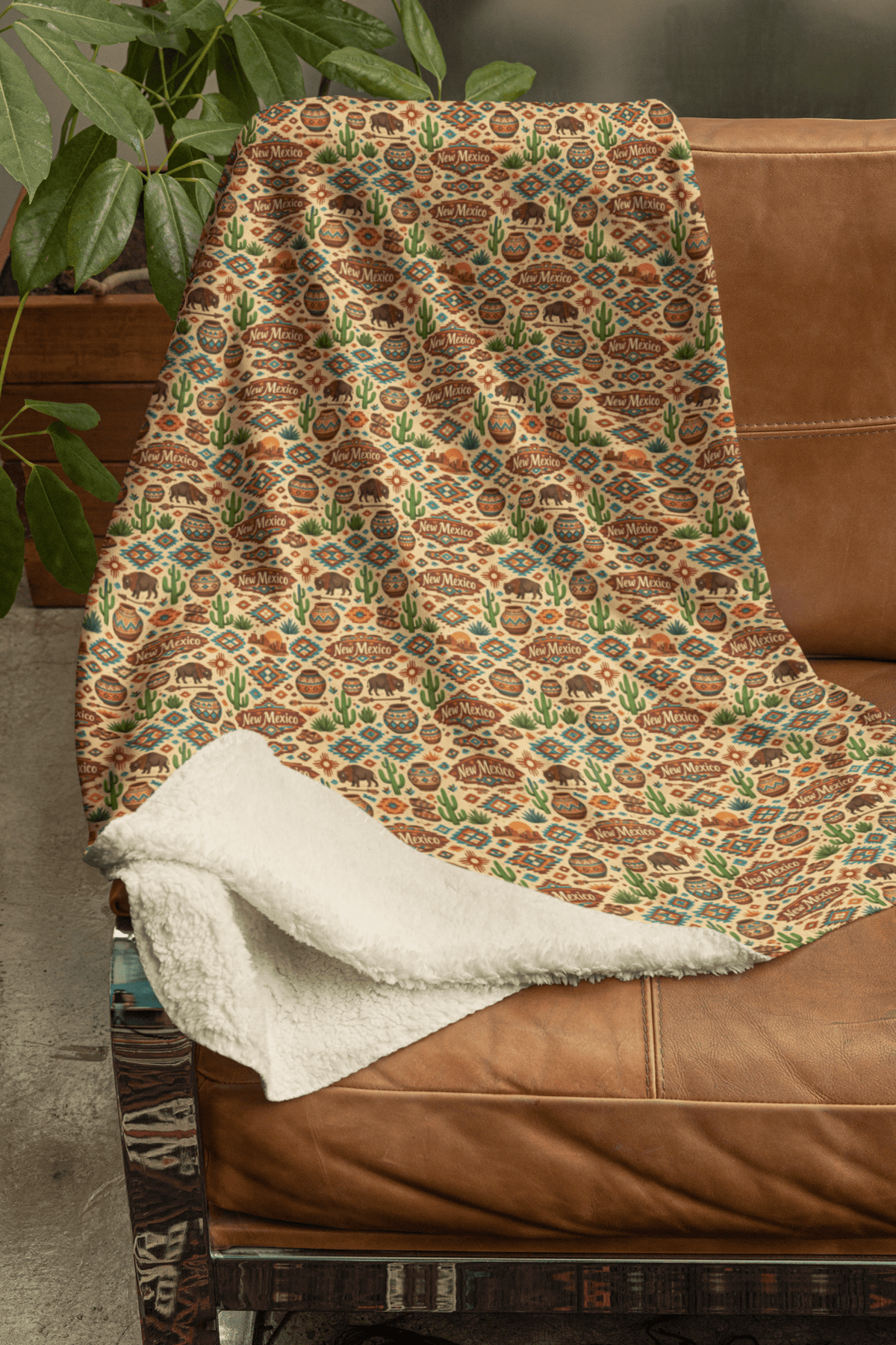 New Mexico Santa Fe Earth Sherpa Blanket - London Penny Gift Wrap