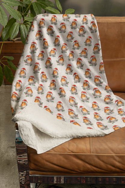 Winterberry Robins Sherpa Blanket