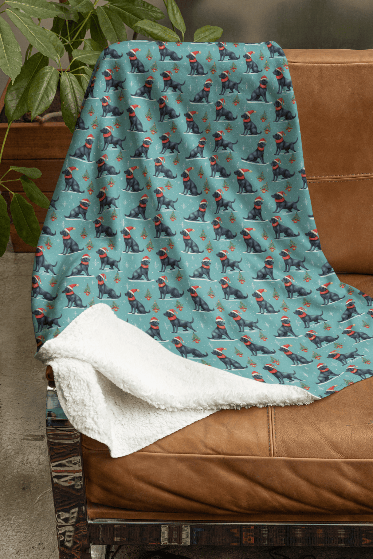 Howliday Retriever Cheer Sherpa Blanket - London Penny Gift Wrap