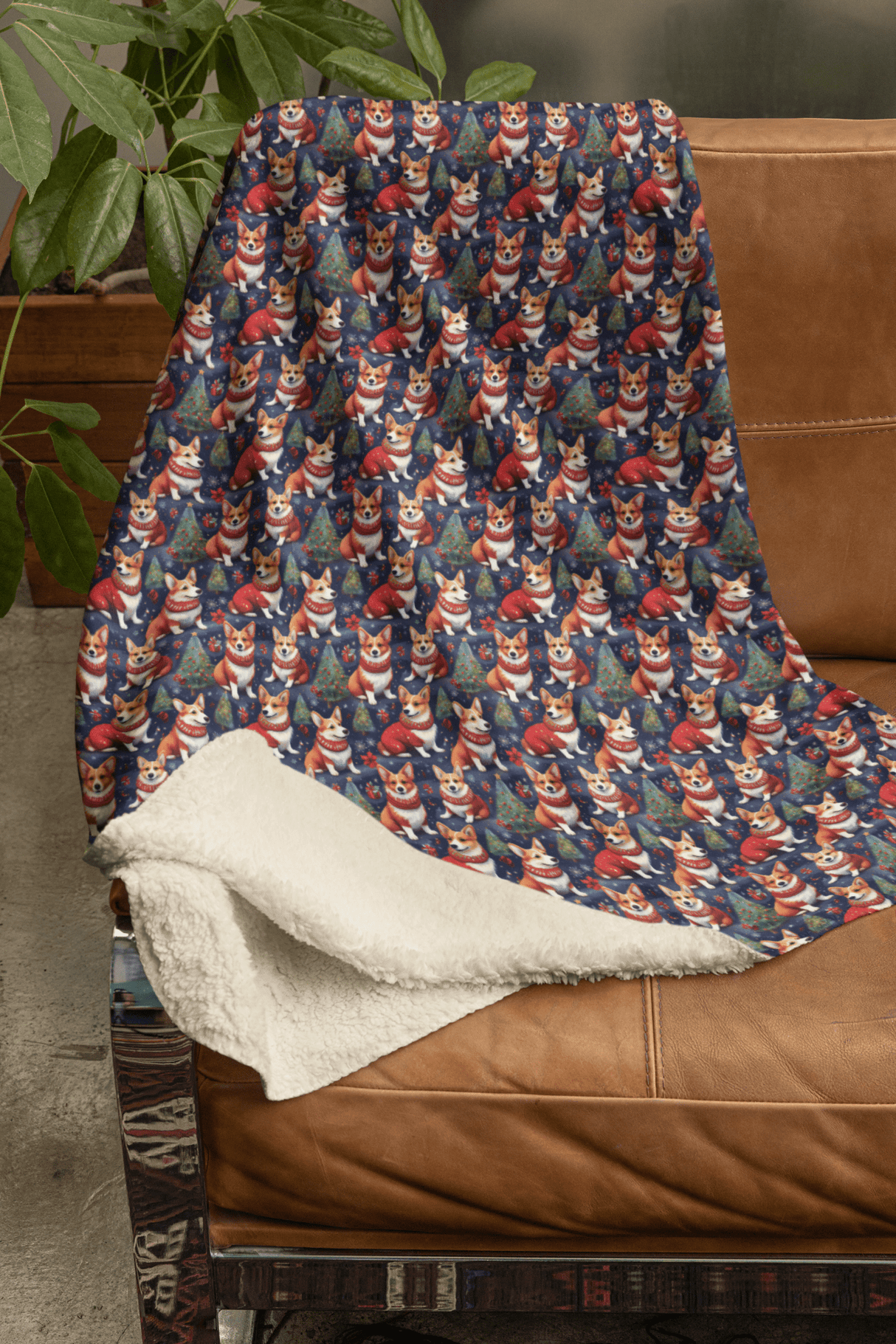 Corgi Under the Pines Sherpa Blanket - London Penny Gift Wrap
