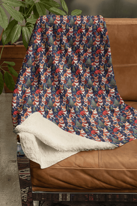 Corgi Under the Pines Sherpa Blanket - London Penny Gift Wrap