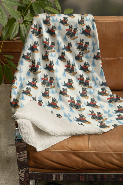 Snowy Trails, Schnauzer Tales Sherpa Blanket