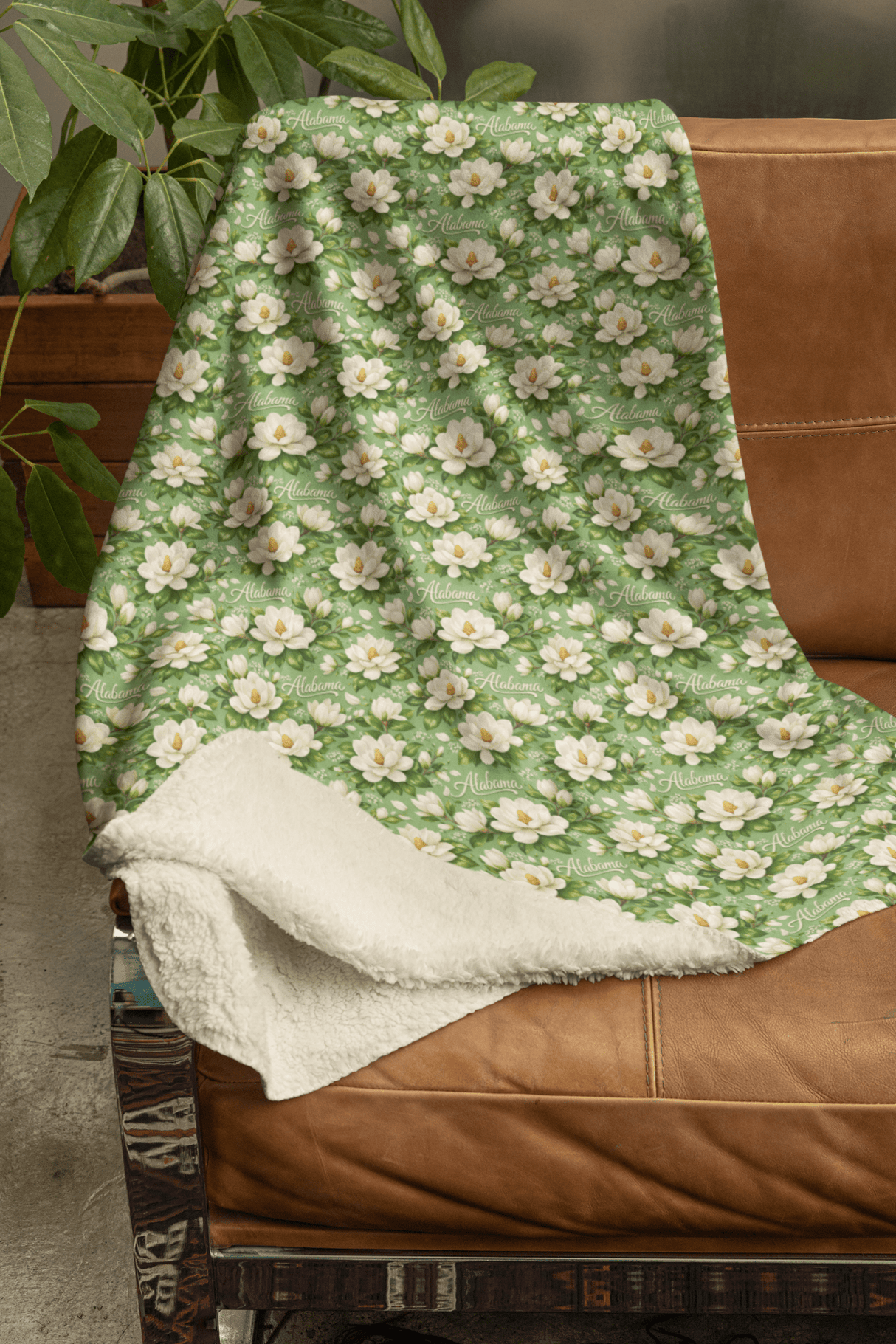 Alabama Southern Magnolia Sherpa Blanket - London Penny Gift Wrap