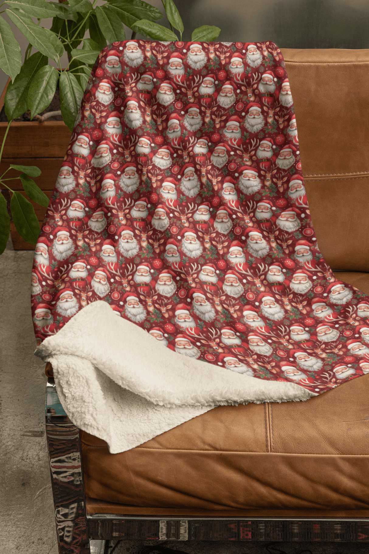 Holiday Hoopla with Santa Sherpa Blanket - London Penny Gift Wrap