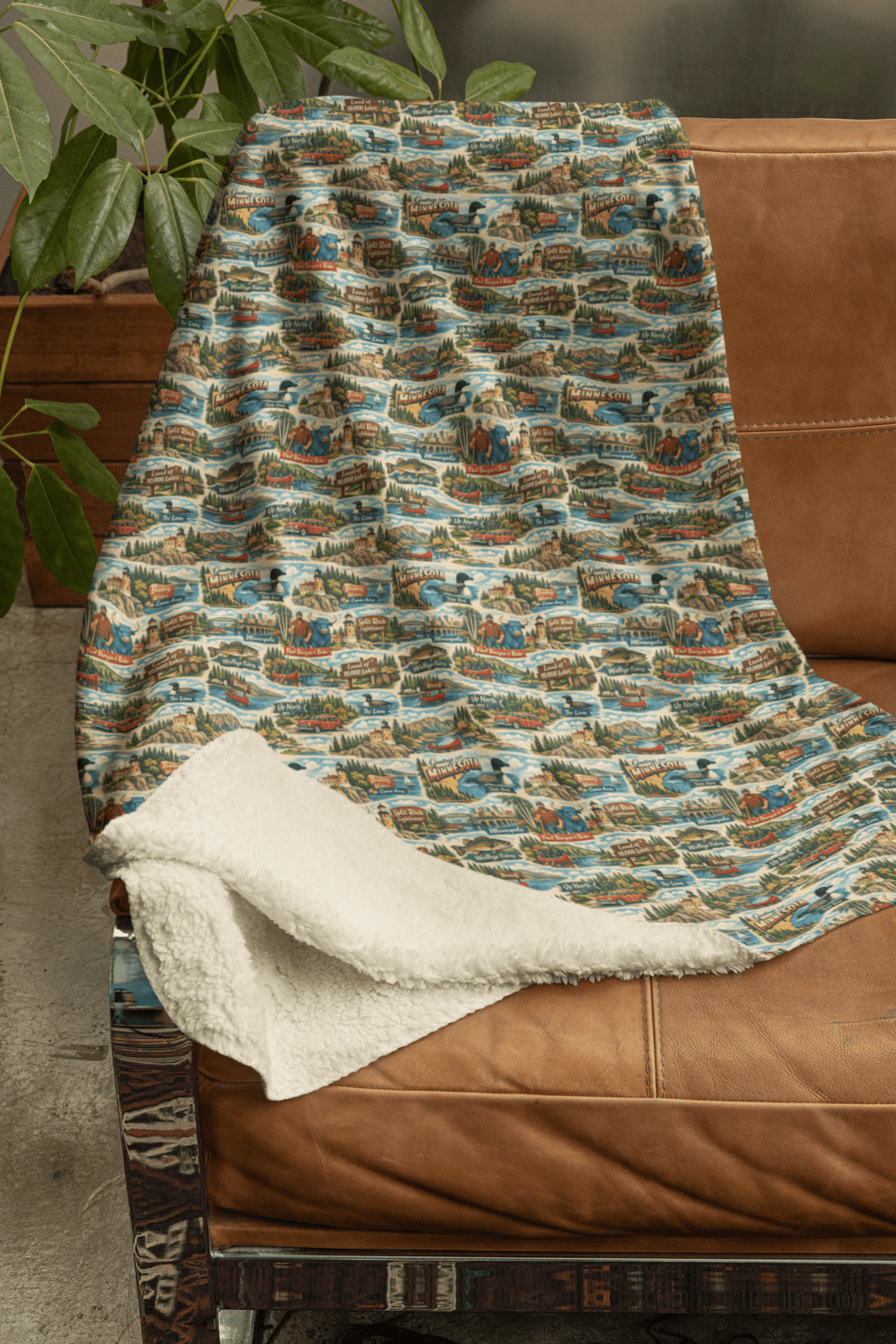 Minnesota Postcard Memories Sherpa Blanket - London Penny Gift Wrap
