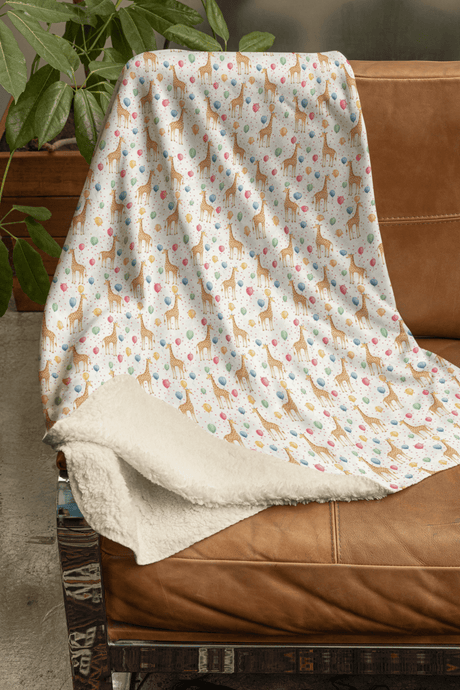 Giraffe Balloon Bash Sherpa Blanket - London Penny Gift Wrap