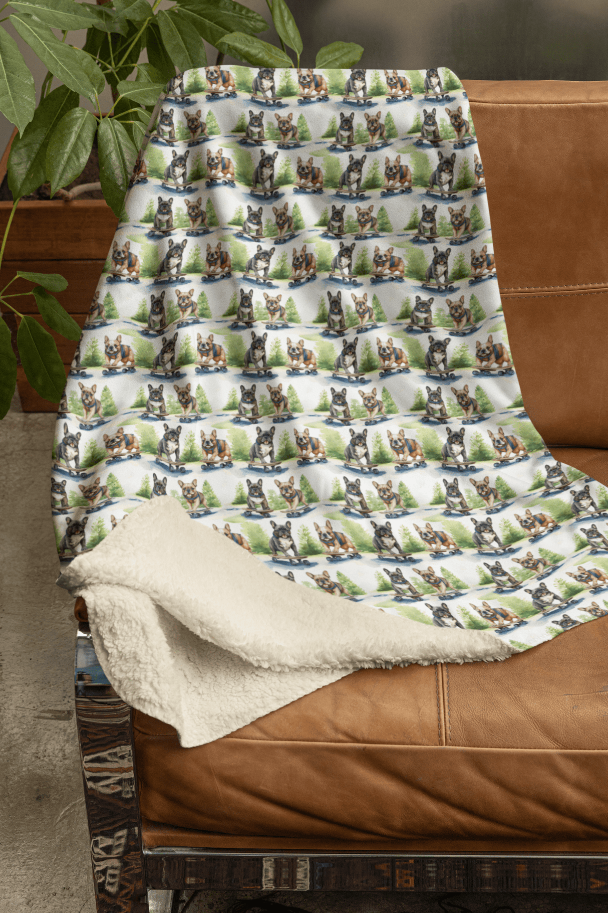 Frenchie Street Skates Sherpa Blanket - London Penny Gift Wrap