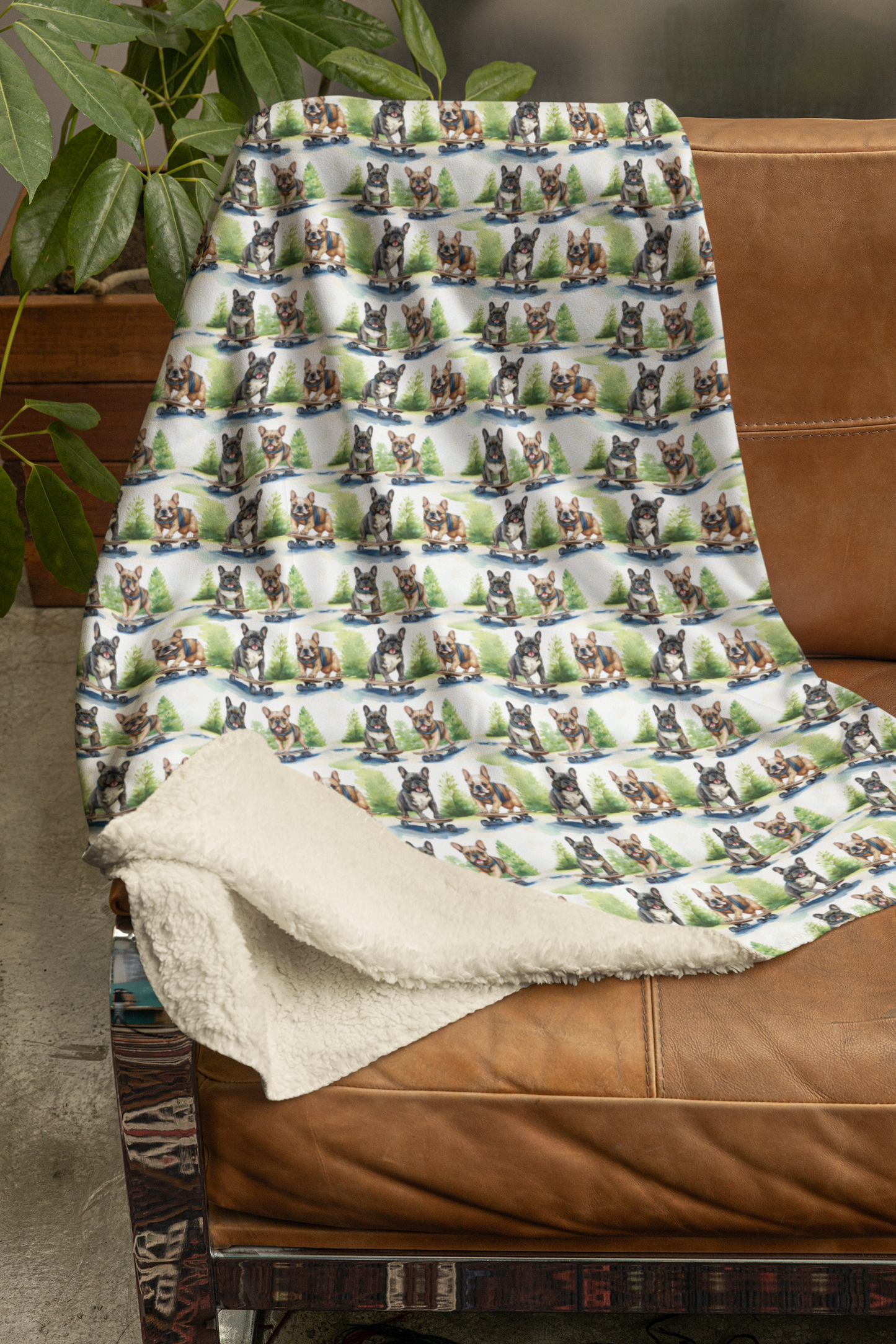 Frenchie Street Skates Sherpa Blanket