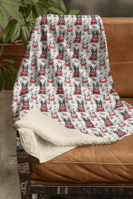 Frosty Frenchies Sherpa Blanket - London Penny Gift Wrap