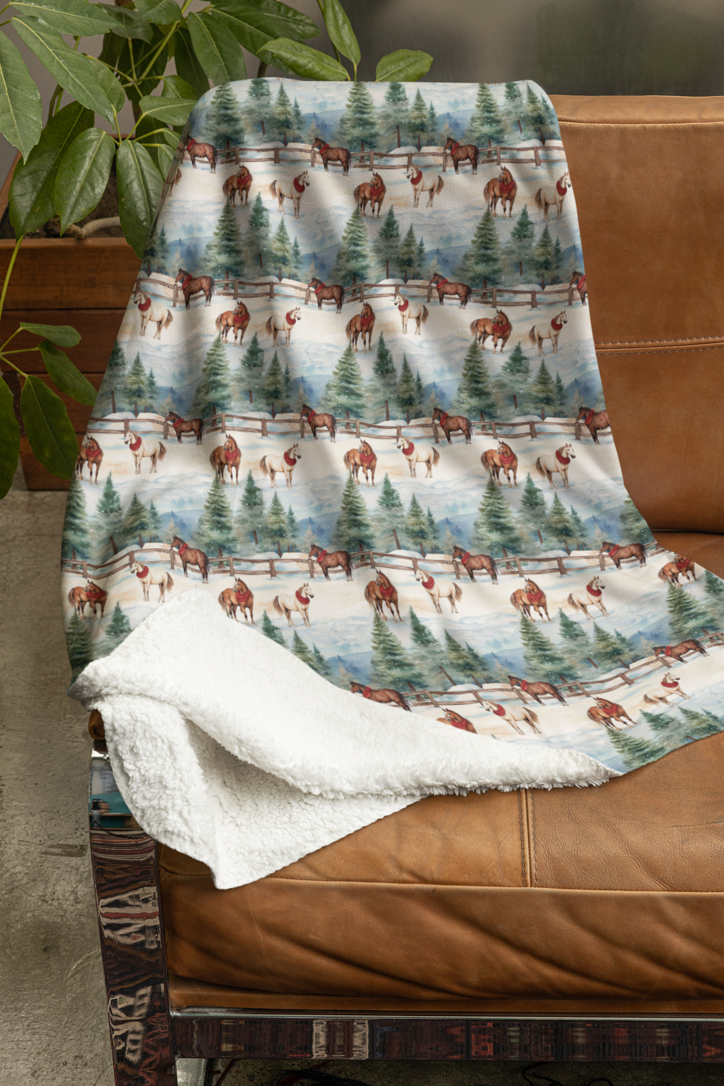 Evergreen Equestrian Sherpa Blanket