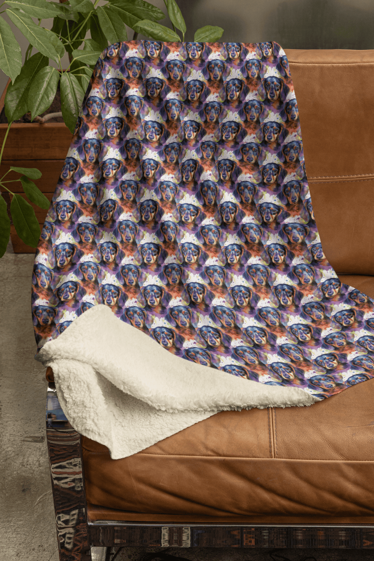 The Dashing Dachshund Sherpa Blanket - London Penny Gift Wrap