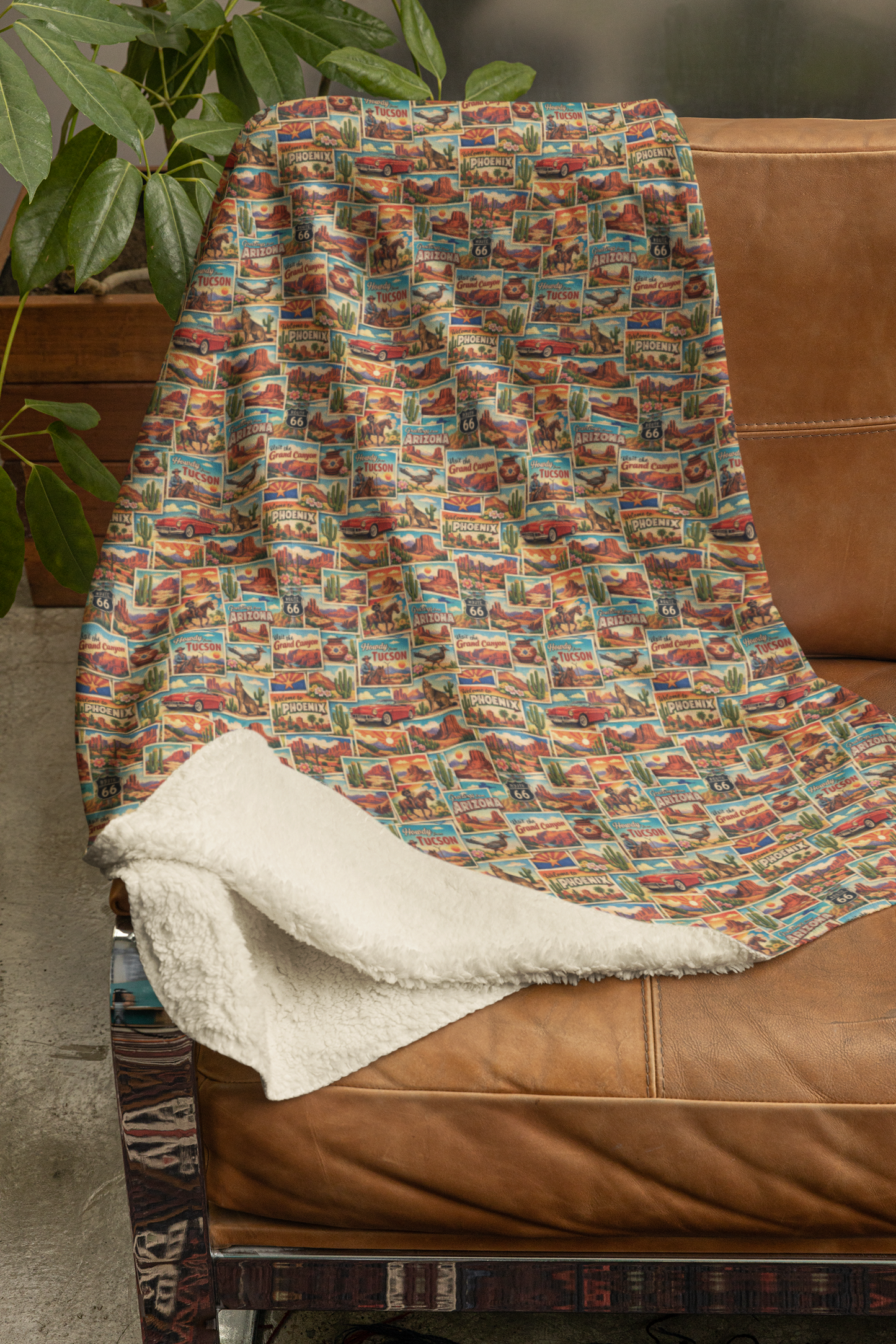 Arizona Postcard Memories Sherpa Blanket