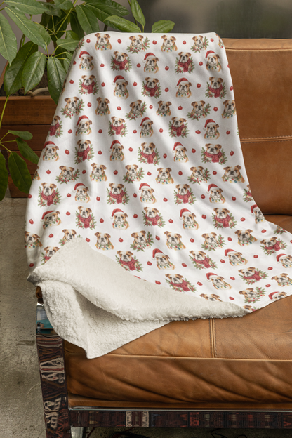 Bulldog Christmas Charm Sherpa Blanket