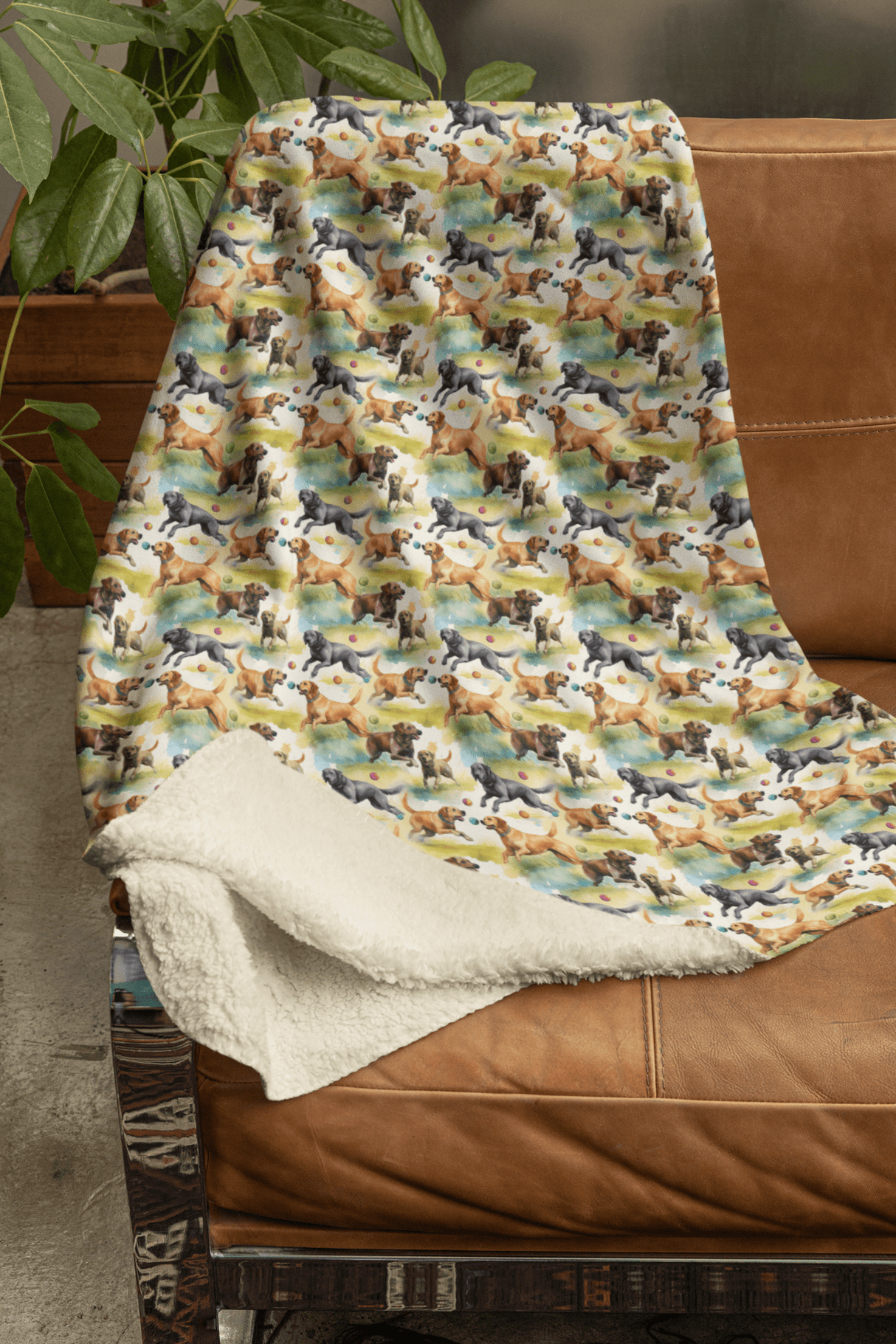 Lab's Bounding Pounce Sherpa Blanket - London Penny Gift Wrap
