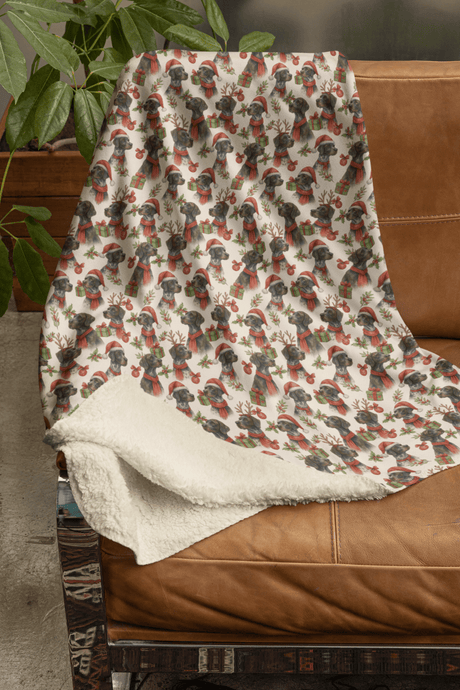 Mistletoe & Pointer Toes Sherpa Blanket - London Penny Gift Wrap
